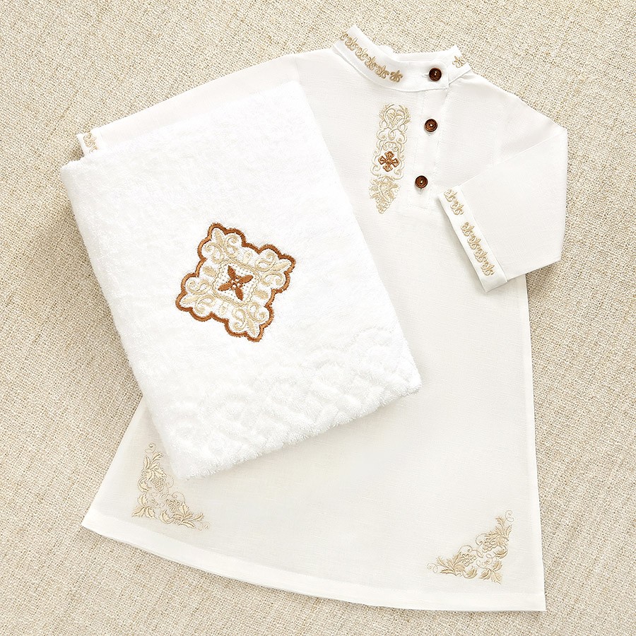 Фото товара "Крестильный набор для мальчика "Михаил" с полотенцем" при наведении