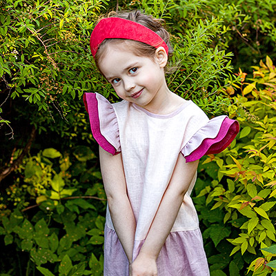 Льняной сарафан Кокетка вишнево-розовый - миниатюра фотографии товара в каталоге ЛиноБамбино