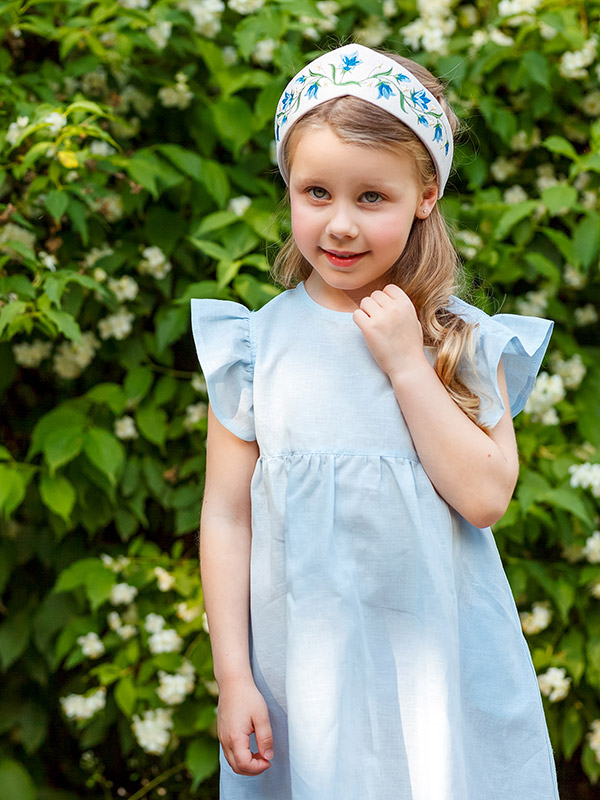 Платье базовое нежно-голубое лён фото 6