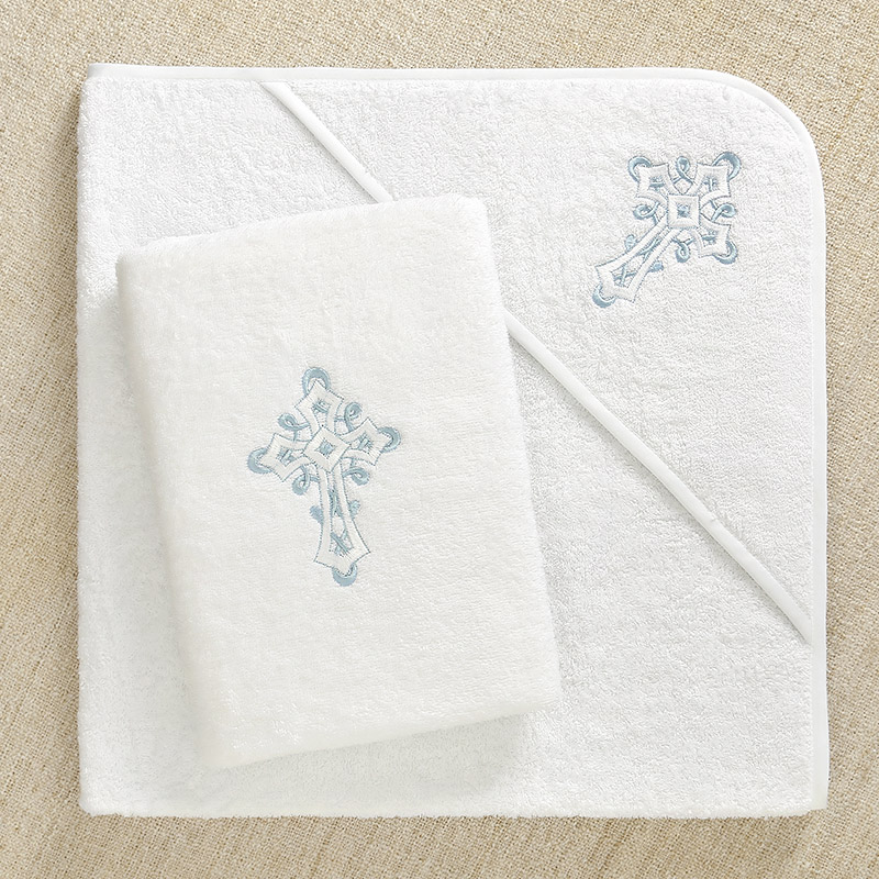 Крестильный набор "Голубое перышко" с полотенцем фото 6