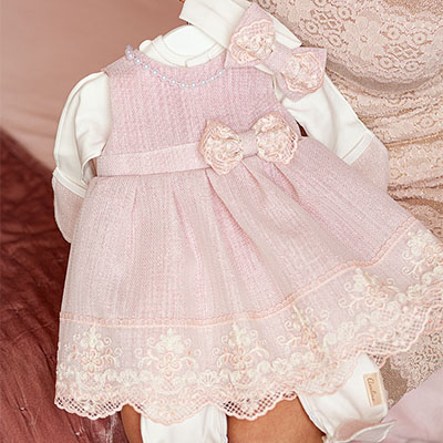 Костюмчик с платьем "Люрекс" пудра - миниатюра фотографии товара в каталоге ЛиноБамбино