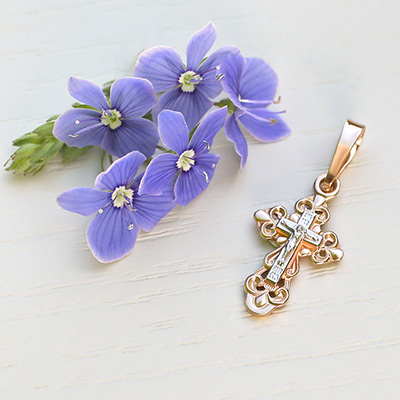 Золотой крестик 11173АКВ - миниатюра фотографии товара в каталоге ЛиноБамбино