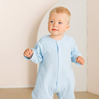 Комбинезон Облачко голубой из муслина