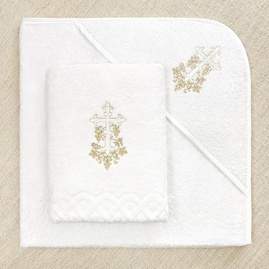 Фото товара "Детский крестильный набор "Золотая лоза" с полотенцем" при наведении