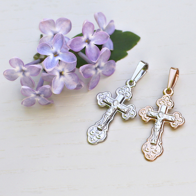 Золотой крестик 11991АКВ - миниатюра фотографии товара в каталоге ЛиноБамбино