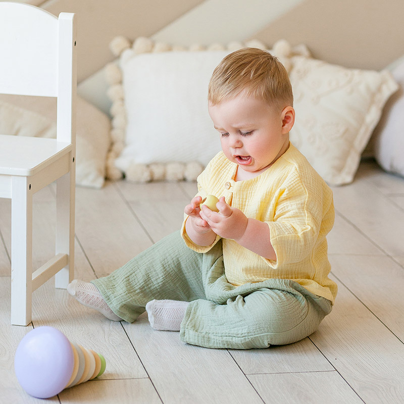 Костюмчик из муслина Дуэт желто-оливковый для мальчика фото 3