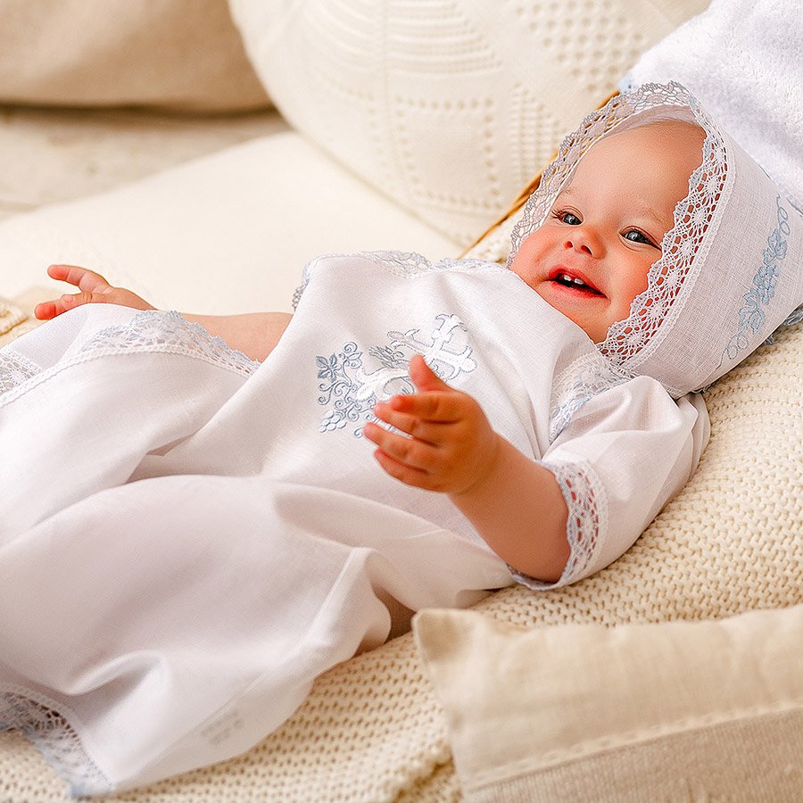 Крестильная рубашка "Голубая лоза" для мальчика фото 1