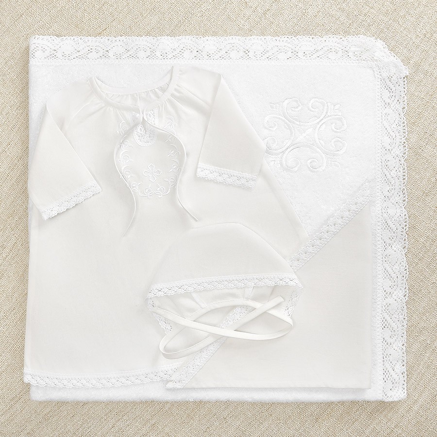 Крестильный набор для девочки "Людмила" с полотенцем фото 9