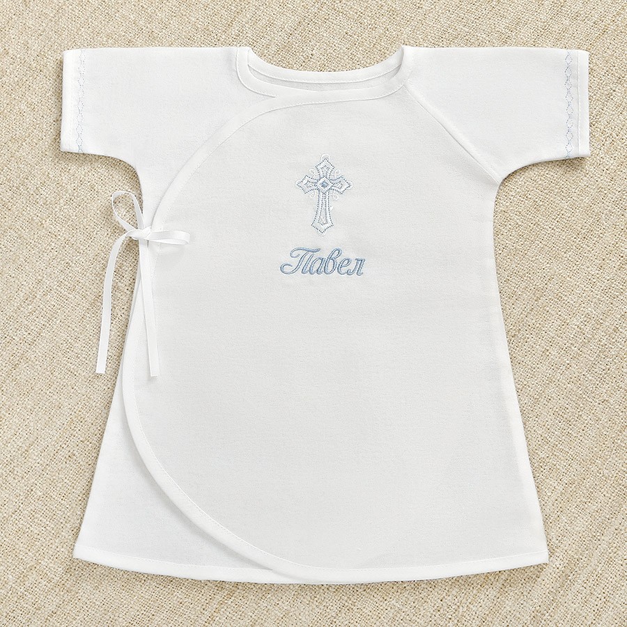 Крестильная распашонка "Голубое перышко" фото 4