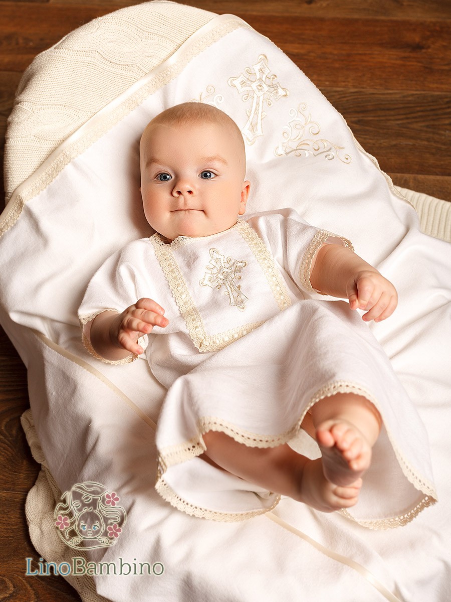 Крестильный комплект "Никита" для мальчика с пеленкой фото 2