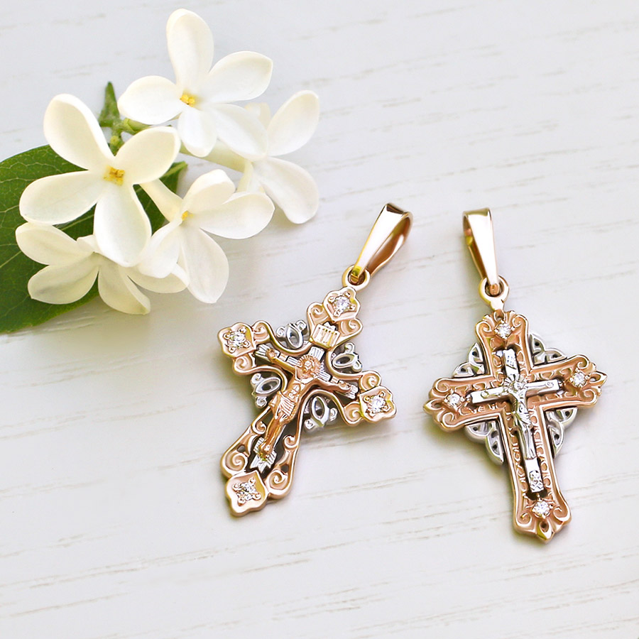 Золотой крестик 20733АКВ женский фото 3