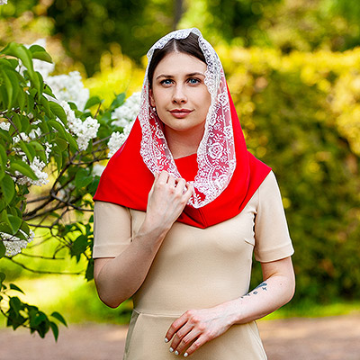 Фото товара "Красный снуд-хомут "Каролина"" из магазина ЛиноБамбино