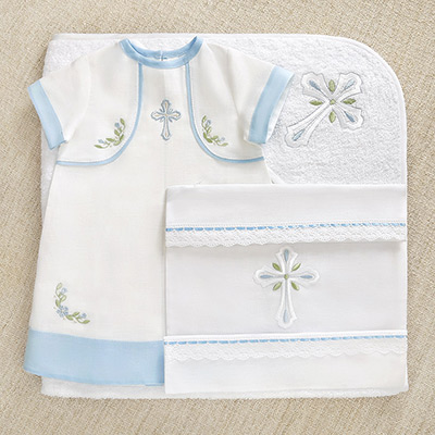 Фото товара "Крестильный набор для мальчика "Василёк" с полотенцем" при наведении