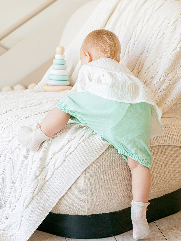 Костюмчик из муслина Дуэт мятно-молочный для девочки фото 5