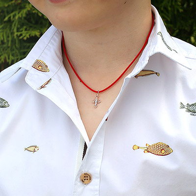 Золотой крестик 14589АКВ - миниатюра фотографии товара в каталоге ЛиноБамбино