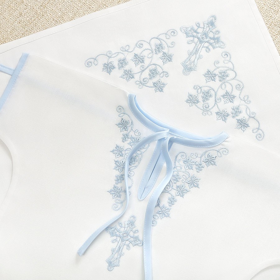 Крестильный комплект "Листики" для ребенка с пеленкой фото 6