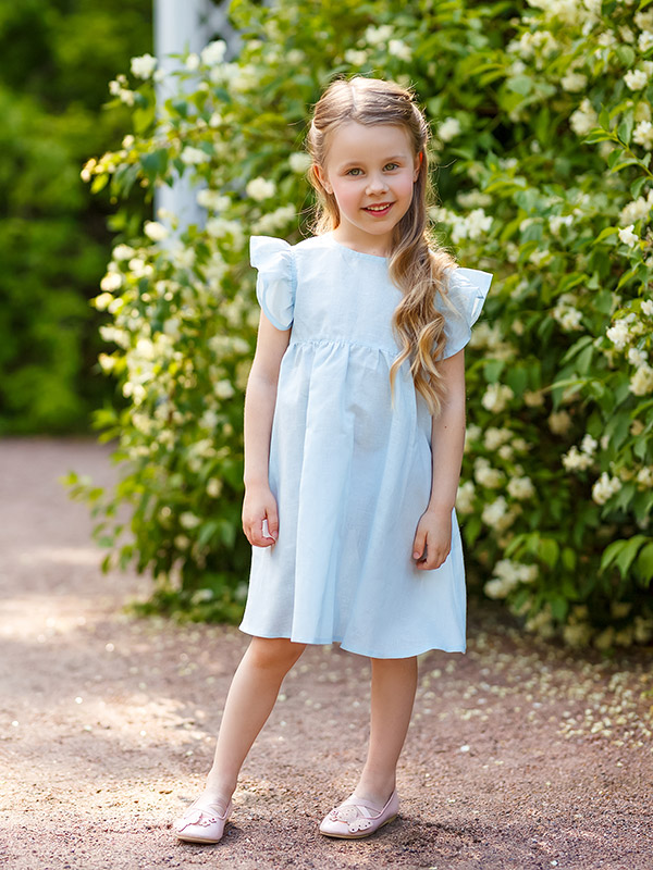 Платье базовое нежно-голубое лён фото 2