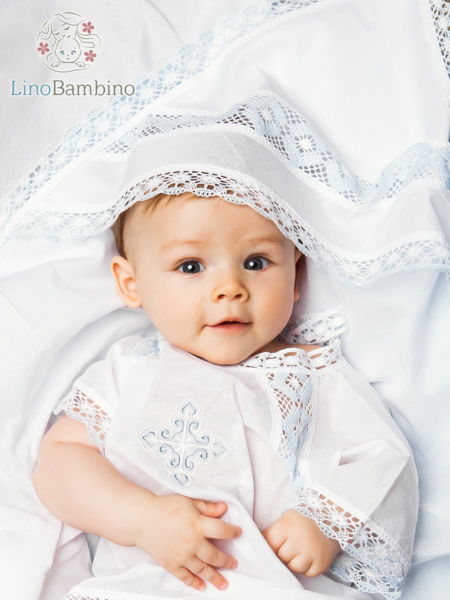 Крестильный комплект "Александр" для мальчика с пеленкой фото 2