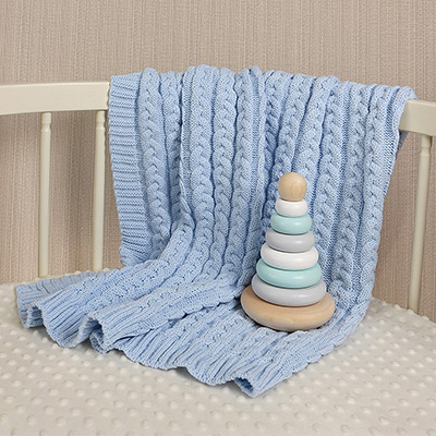 Детский плед "Косички" голубой - миниатюра фотографии товара в каталоге ЛиноБамбино