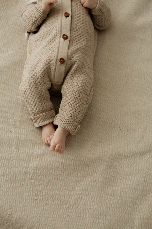 Вязаный текстурный комбинезон Бежевый фото 3