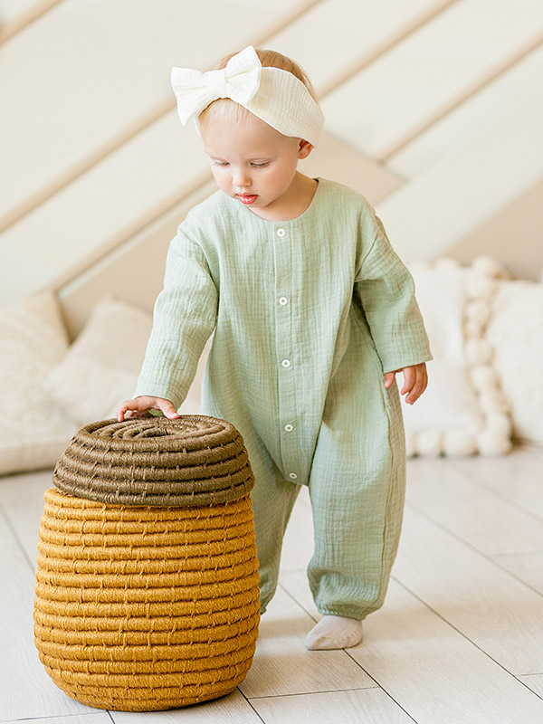 Комбинезон Облачко оливковый из муслина фото 2