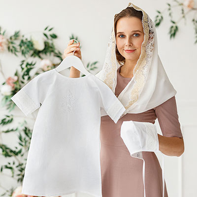 Крестильная рубашка "Ручеек" универсальная - миниатюра фотографии товара в каталоге ЛиноБамбино