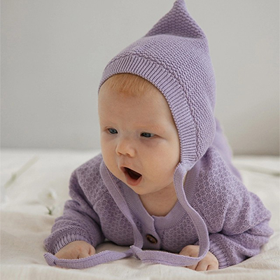 Вязаная шапочка ELF лиловый - миниатюра фотографии товара в каталоге ЛиноБамбино