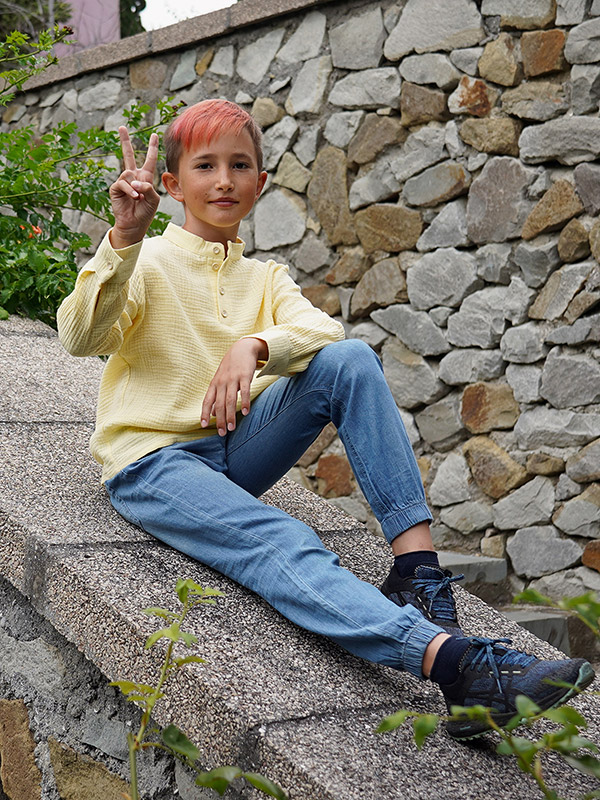 Рубашка для мальчика желтый муслин фото 4