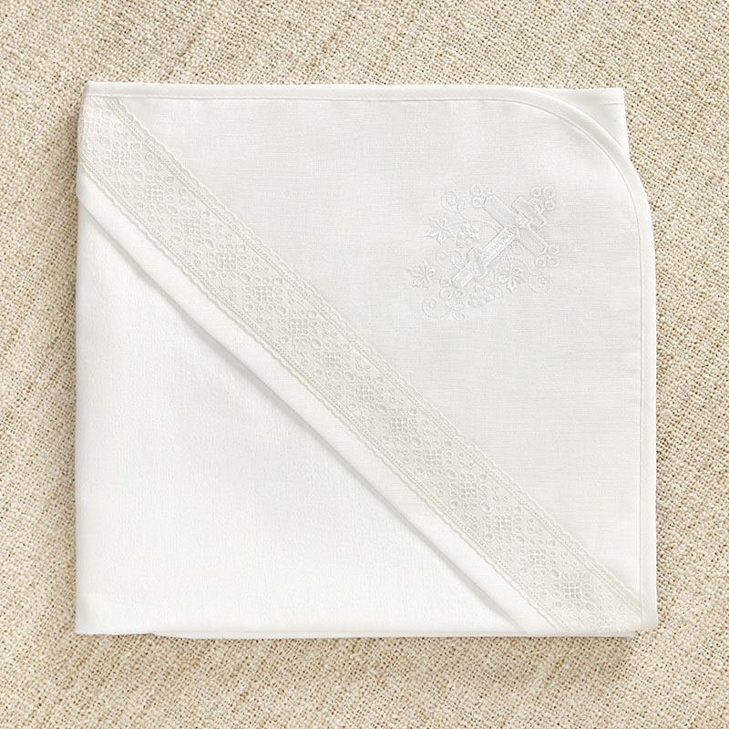 Тёплая кружевная пеленка для крещения "Ручеек" фото 1