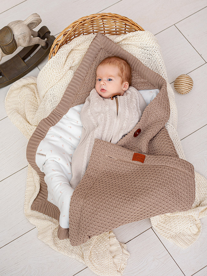 Вязаный кокон для новорожденного Loom топленое молоко фото 6