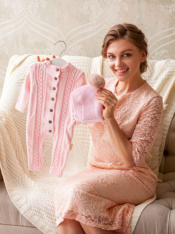 Вязаный комбинезон "Косички" розовый фото 4