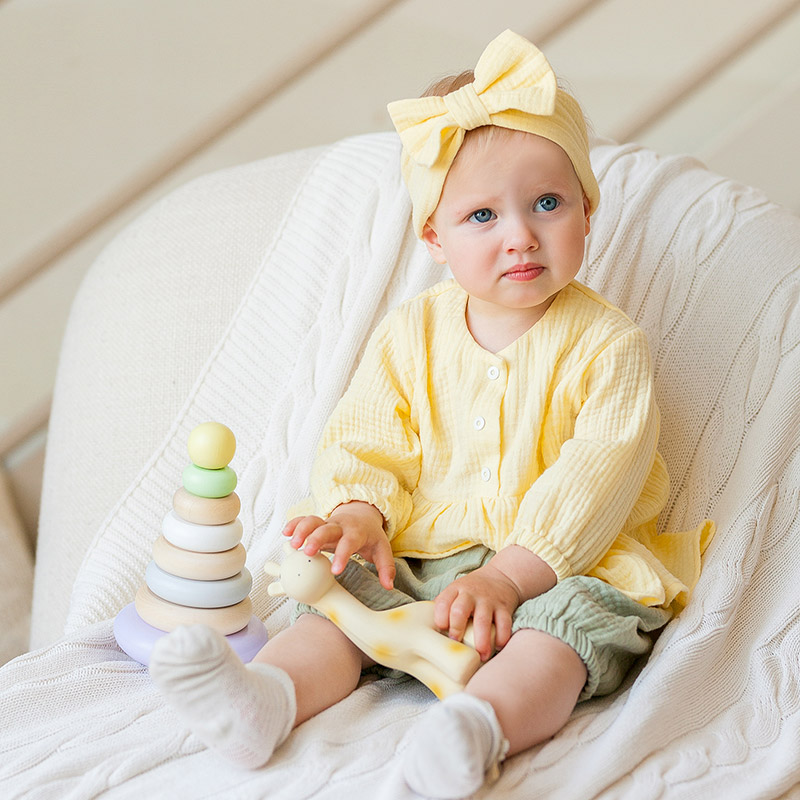 Повязка с бантом муслиновая фото 3