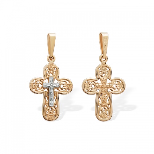 Золотой крестик 12029АКВ - миниатюра фотографии товара в каталоге ЛиноБамбино
