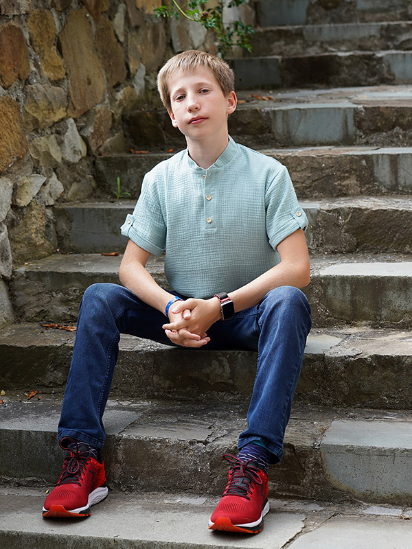 Рубашка для мальчика муслин полынь фото 3