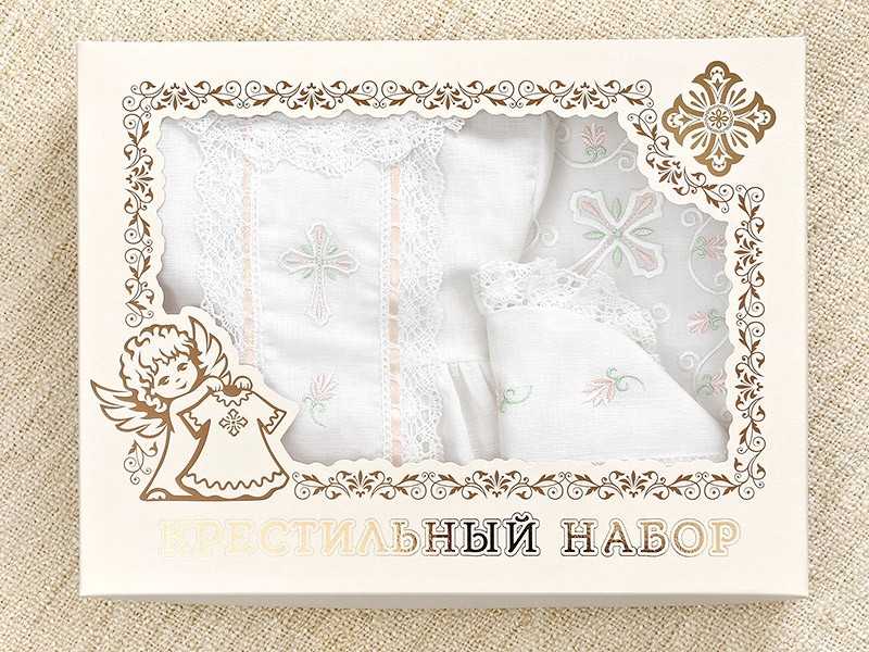 Крестильный комплект "Серафима" для девочки с пеленкой фото 10
