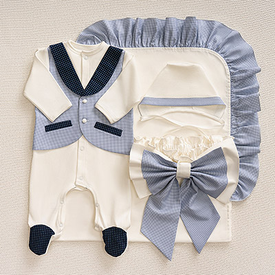 Костюмчик/комплект с уголком Денди клетка - миниатюра фотографии товара в каталоге ЛиноБамбино