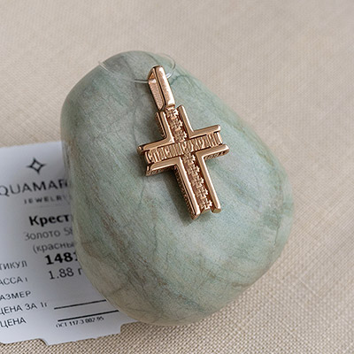 Фото товара "Золотой крестик 14811АКВ" при наведении