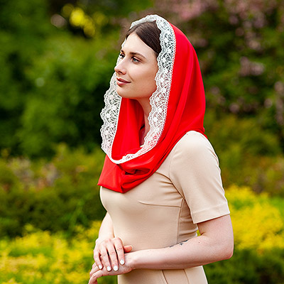 Красный снуд-хомут "Каролина" - фото из магазина ЛиноБамбино