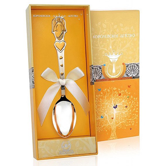 Серебряная ложка с позолотой "Ангел" фото 2