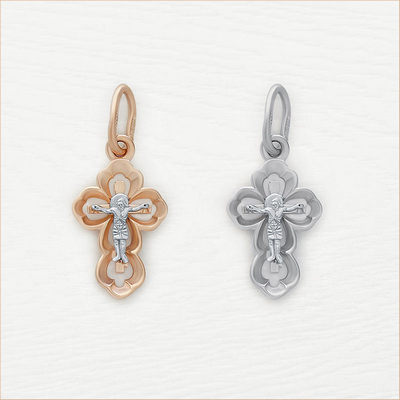 Золотой крестик 14591АКВ - миниатюра фотографии товара в каталоге ЛиноБамбино