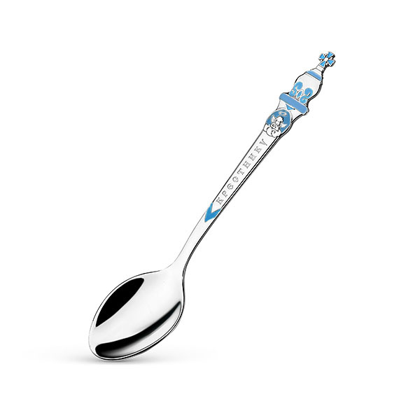 Серебряная ложечка с эмалью Крестнику фото 6