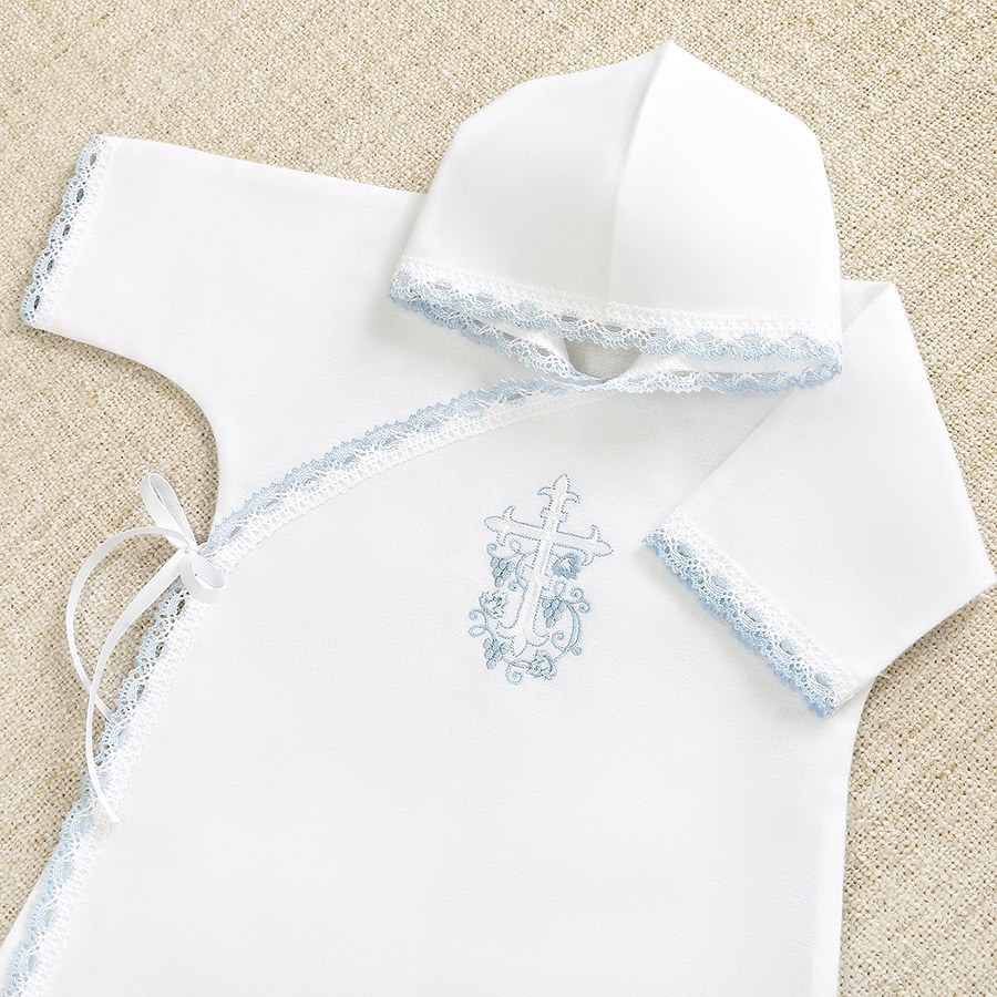 Теплая крестильная рубашка "Голубой Лучик" фото 2