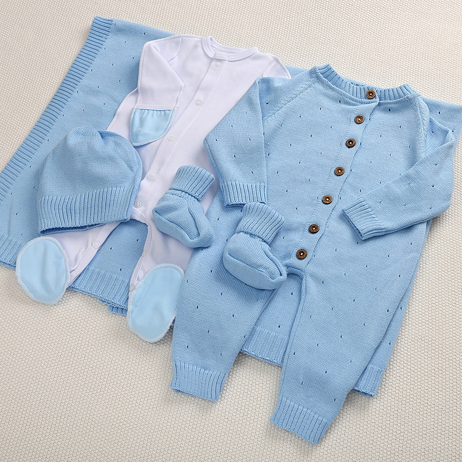 Набор комбинезон с пледом "Капелька" голубой фото 5