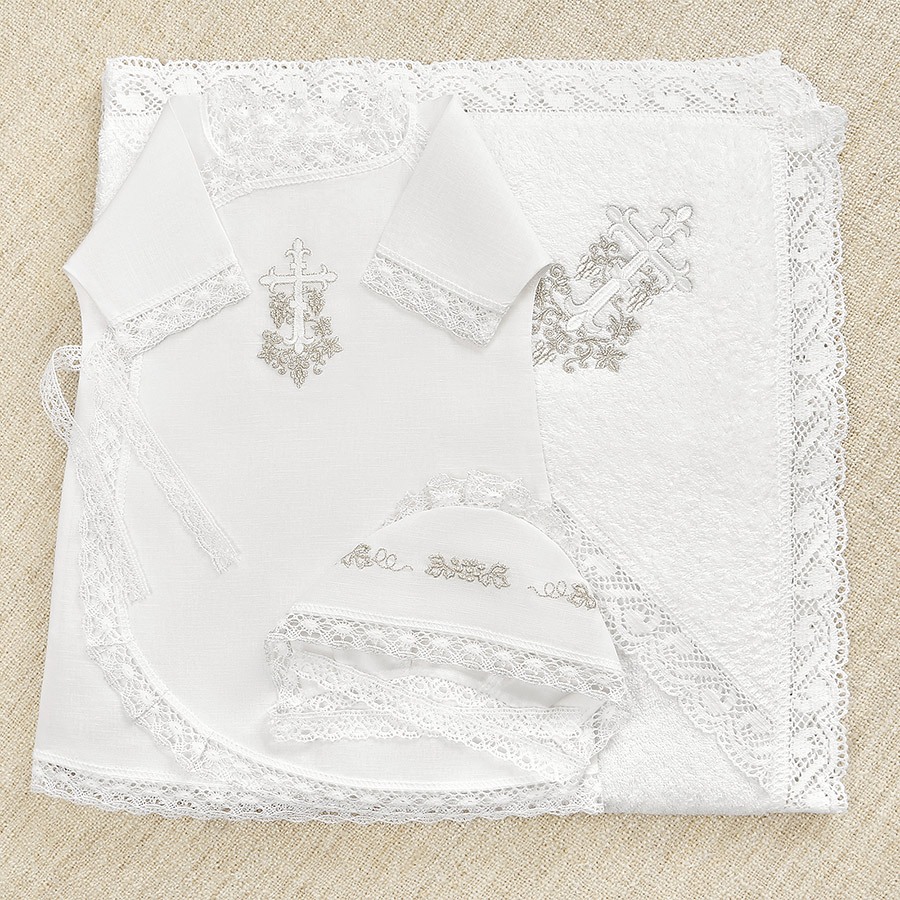 Детский крестильный набор "Серебряная лоза" с полотенцем фото 8