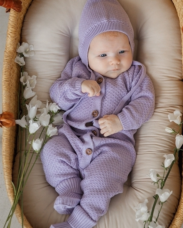 Вязаный текстурный комбинезон Лиловый фото 2