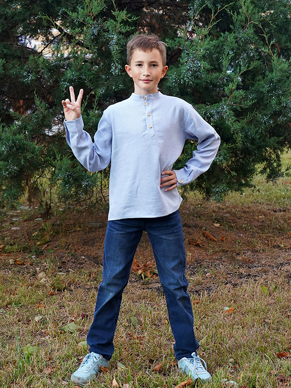 Рубашка для мальчика лен перванш фото 1