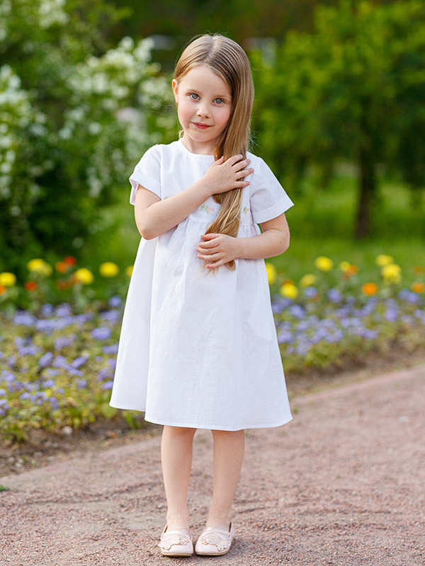 Платье Розочки белое лён фото 10