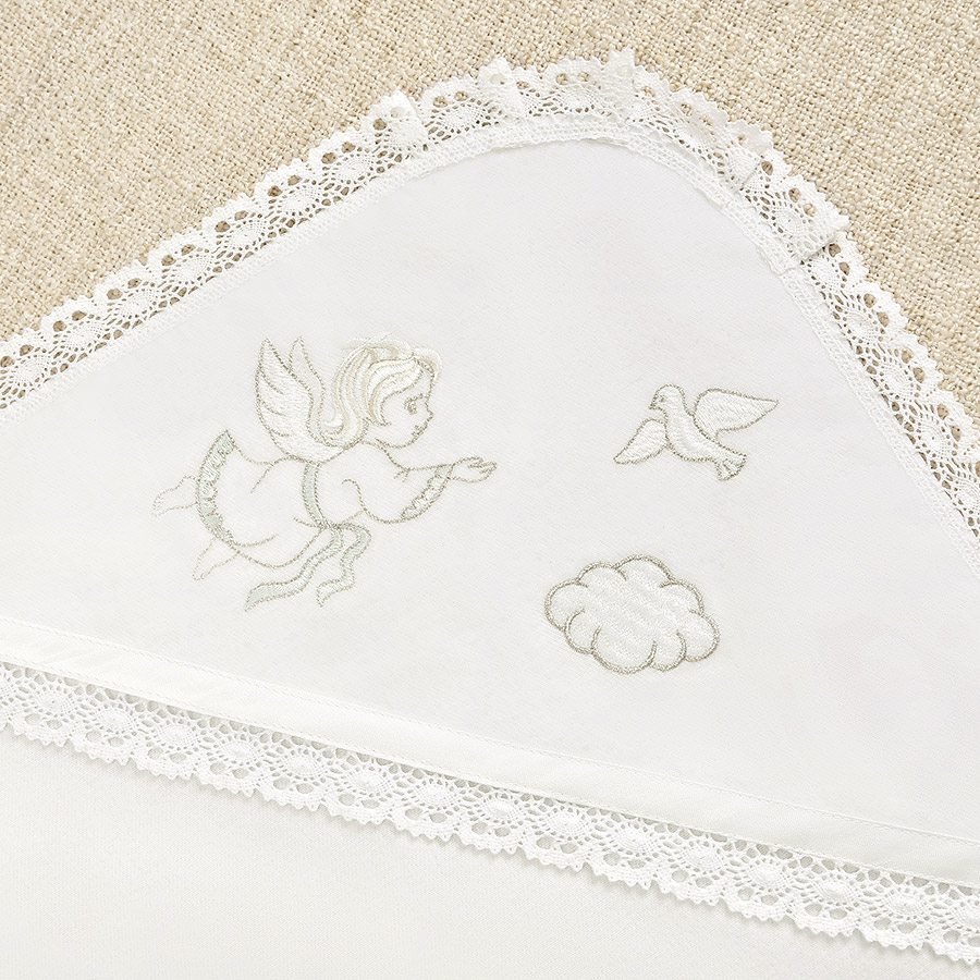 Теплая пеленка для крещения "Ангел" с капюшоном фото 7