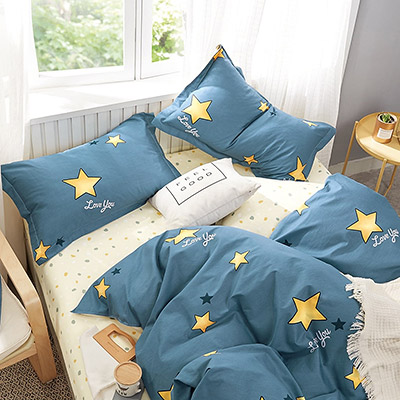 "Желтые звезды на синем" 1,5 спальный комплект постельного белья - миниатюра фотографии товара в каталоге ЛиноБамбино
