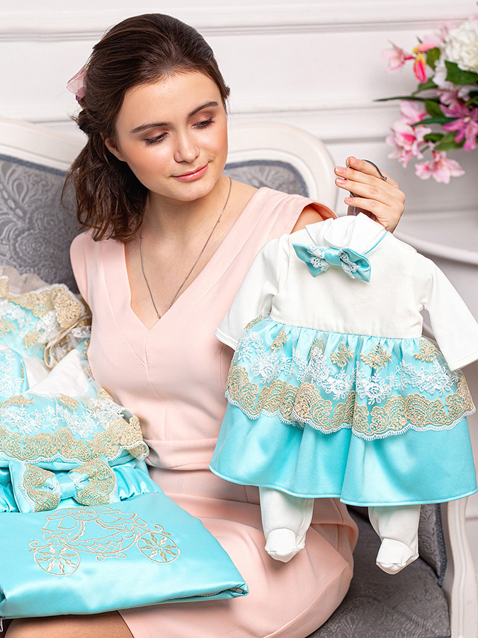 Комплект на выписку "Тезоро" мятный для девочки фото 2